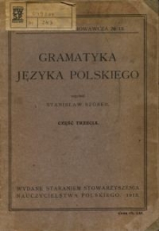 Gramatyka języka polskiego. Cz. 3, Rozbiór form zdania