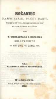 Różaniec Najświętszej Panny Maryi, według zwyczaju kaznodziejskiego rytmem polskim wyrażony