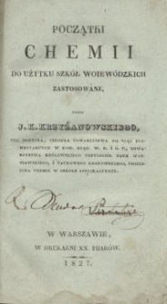 Początki chemii do użytku szkół wojewódzkich zastosowane