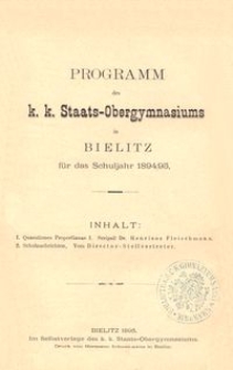 Programm des k. k. Staats-Obergymnasiums in Bielitz für das Schuljahr 1894/95