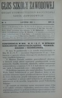 Głos Szkoły Zawodowej : organ Stowarzyszenia Nauczycieli Szkół Zawodowych. R. 3, Nr 9