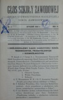 Głos Szkoły Zawodowej : organ Stowarzyszenia Nauczycieli Szkół Zawodowych. R. 4, Nr 1