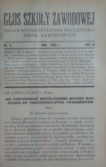 Głos Szkoły Zawodowej : organ Stowarzyszenia Nauczycieli Szkół Zawodowych. R. 4, Nr 5