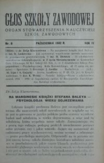 Głos Szkoły Zawodowej : organ Stowarzyszenia Nauczycieli Szkół Zawodowych. R. 4, Nr 8