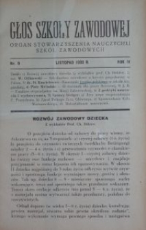 Głos Szkoły Zawodowej : organ Stowarzyszenia Nauczycieli Szkół Zawodowych. R. 4, Nr 9