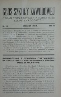 Głos Szkoły Zawodowej : organ Stowarzyszenia Nauczycieli Szkół Zawodowych. R. 4, Nr 10
