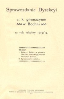 Sprawozdanie Dyrekcyi c. k. gimnazyum w Bochni za rok szkolny 1913/14