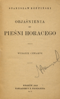 Objaśnienia do pieśni Horacego