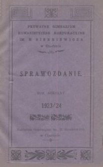 Sprawozdanie : rok szkolny 1923/24