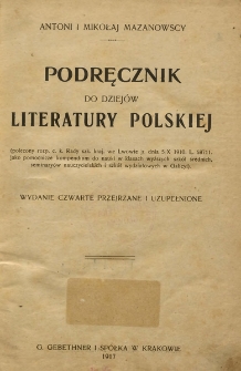 Podręcznik do dziejów literatury polskiej