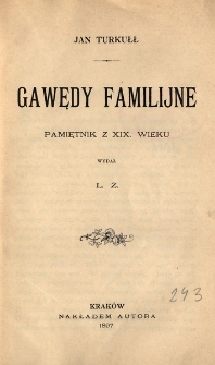 Gawędy familijne : pamiętnik z XIX wieku