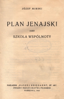 Plan Jenajski jako szkoła wspólnoty