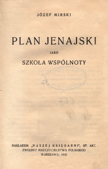 Plan Jenajski jako szkoła wspólnoty