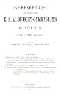 Jahresbericht des (vereinigten) K. K. Albrecht-Gymnasiums in Teschen : Schuljahr 1916/1917