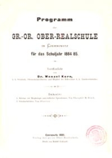 Programm der gr.-or. Ober-Realschule in Czernowitz für das Schuljahr 1884/85