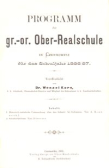 Programm der gr.-or. Ober-Realschule in Czernowitz für das Schuljahr 1886/87