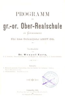 Programm der gr.-or. Ober-Realschule in Czernowitz für das Schuljahr 1887/88