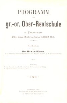 Programm der gr.-or. Ober-Realschule in Czernowitz für das Schuljahr 1889/90
