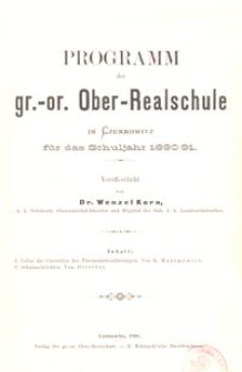 Programm der gr.-or. Ober-Realschule in Czernowitz für das Schuljahr 1890/91