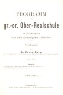 Programm der gr.-or. Ober-Realschule in Czernowitz für das Schuljahr 1891/92