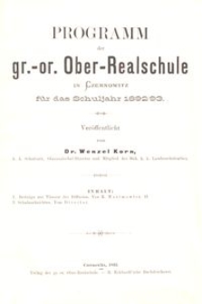 Programm der gr.-or. Ober-Realschule in Czernowitz für das Schuljahr 1892/93