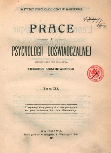 Prace z Psychologii Doświadczalnej, T. 3