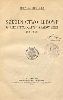 Szkolnictwo ludowe w Rzeczypospolitej Krakowskiej (1815-1846)