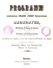 Programm des städtischen Franz Josef Gymnasiums zu Drohobycz