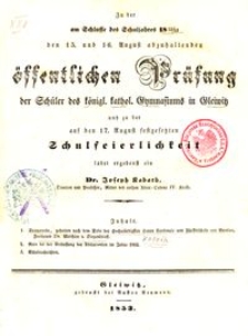 Zu der am Schlusse des Schuljahres 1852/53