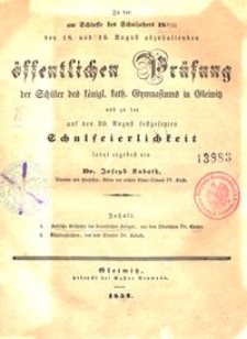 Zu der am Schlusse des Schuljahres 1851/52