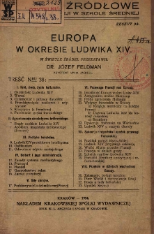 Europa w okresie Ludwika XIV w świetle źródeł przedstawił Józef Feldman