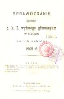 Sprawozdanie Dyrekcyi c. k. I. wyższego gimnazyum w Kołomyi za rok szkolny 1905/6