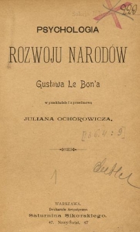 Psychologia rozwoju narodów Gustawa Le Bon'a