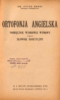 Ortofonja angielska : podręcznik wzorowej wymowy oraz słownik fonetyczny