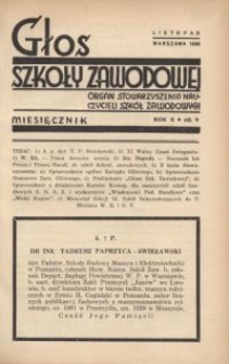 Głos Szkoły Zawodowej : organ Stowarzyszenia Nauczycieli Szkół Zawodowych. R. 10, Nr 9