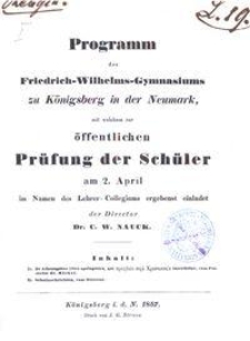 Programm des Friedrich-Wilhelms-Gymnasiums zu Königsberg in der Neumark