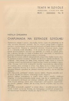 Teatr w Szkole : miesięcznik Związku Nauczycielstwa Polskiego, 1935, nr 8