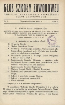 Głos Szkoły Zawodowej : organ Stowarzyszenia Nauczycieli Szkół Zawodowych. R. 2, Nr 1