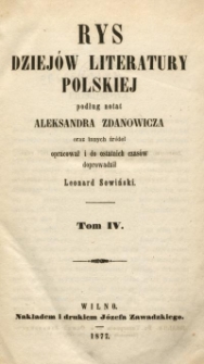 Rys dziejów literatury polskiej. T. 4