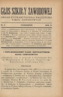 Głos Szkoły Zawodowej : organ Stowarzyszenia Nauczycieli Szkół Zawodowych. R. 6, Nr 8