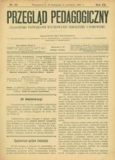 Przegląd Pedagogiczny : czasopismo poświęcone wychowaniu szkolnemu i domowemu. [Rok 1901]. R. 20, Nr 23