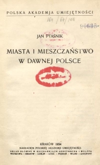 Miasta i mieszczaństwo w dawnej Polsce
