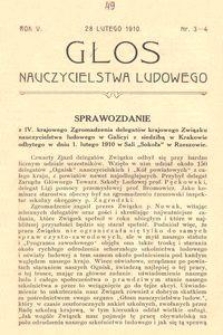 Głos Nauczycielstwa Ludowego. R. 5, 1910, Nr 3-4