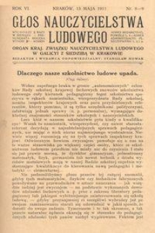 Głos Nauczycielstwa Ludowego. R. 6, 1911, Nr 8-9
